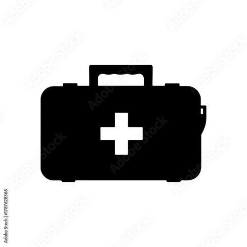 First aid box silhouette icon vector illustration on white background