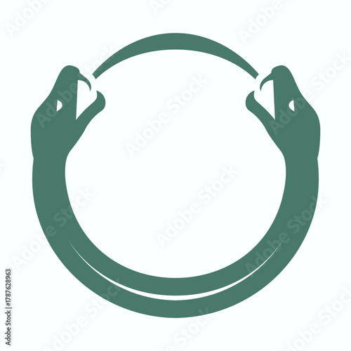 Double Ouroboros Green Snake Eating Tail
