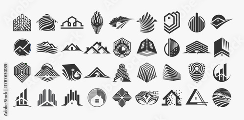 Set of elegance property home building logo design