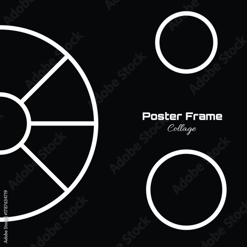 Asymmetrical Photo Collage Layout. Circular Grid and Separate Round Photo Frames. Modern Modular Design Template.