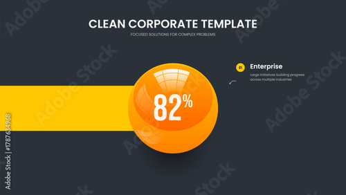 Enterprise Briefing 1 Option Diagram Frame Template. Corporate Strategy One Step Chart Slideshow Design. Company Analysis Slide Layout Vector Illustration.
