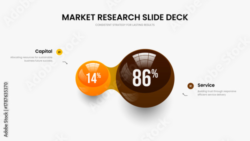 Clean Briefing 2 Element Graph Frame Design. Product Launch Two Step Chart Slideshow Template. Project Review Slide Layout Vector Illustration.
