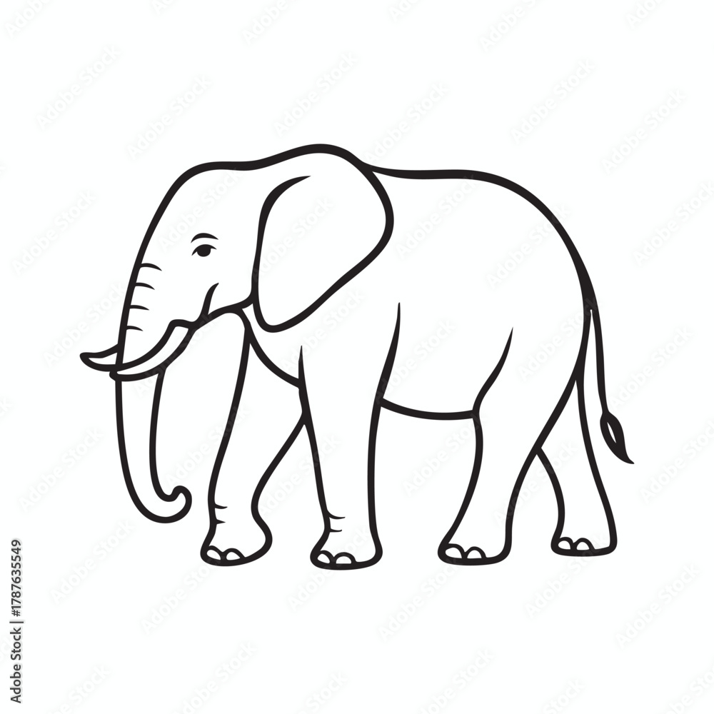 Fototapeta premium Elephant line art vector