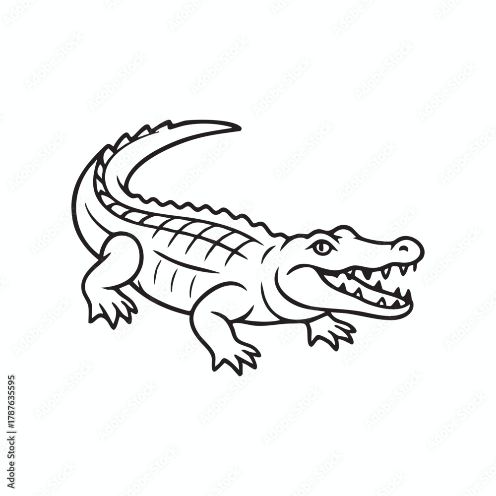 Naklejka premium Cartoon alligator with open mouth