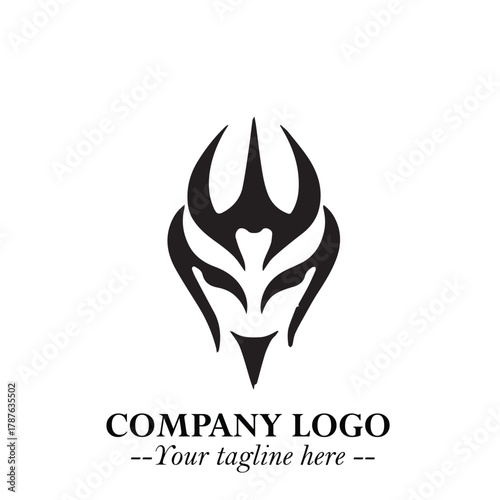 Head of Dracula Logo Symbol in Black on the White Background with Horror Minimal Vector Design