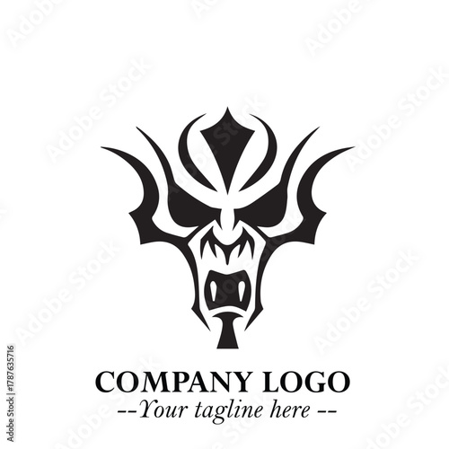 Head of Dracula Logo Symbol in Black on the White Background with Horror Minimal Vector Design