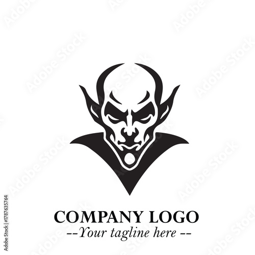 Head of Dracula Logo Symbol in Black on the White Background with Horror Minimal Vector Design