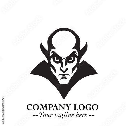 Head of Dracula Logo Symbol in Black on the White Background with Horror Minimal Vector Design