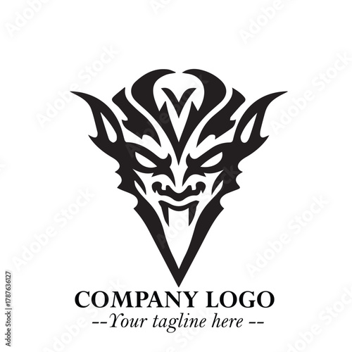 Head of Dracula Logo Symbol in Black on the White Background with Horror Minimal Vector Design