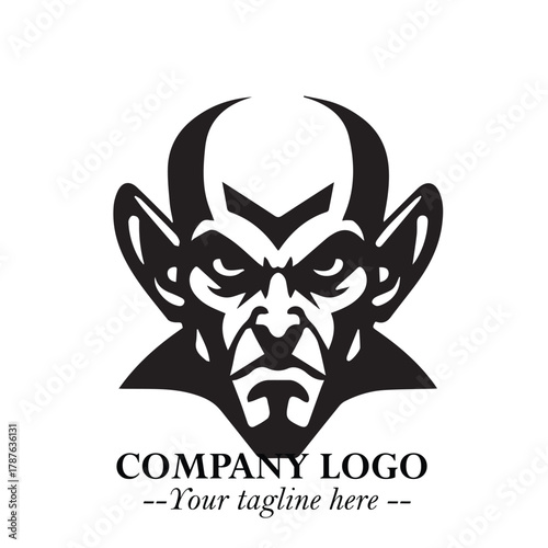 Head of Dracula Logo Symbol in Black on the White Background with Horror Minimal Vector Design