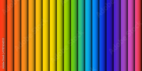 Rainbow Gradient Vertical Stripes. Smooth color transitions from red to violet. Modern abstract wallpaper for pride celebration, vibrant banner, creative backdrop, and spectrum design projects. Vector