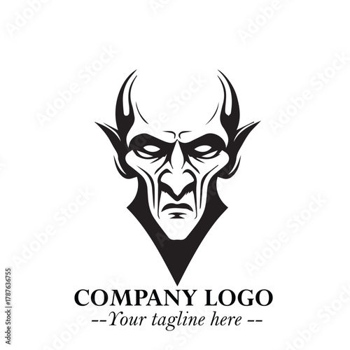 Head of Dracula Logo Symbol in Black on the White Background with Horror Minimal Vector Design
