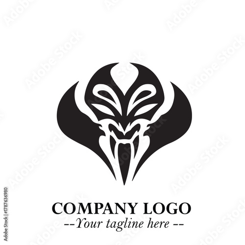 Head of Dracula Logo Symbol in Black on the White Background with Horror Minimal Vector Design