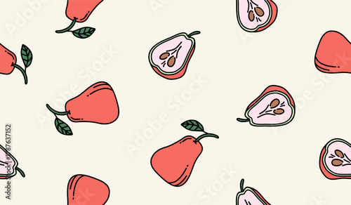 Cute rose apple pattern background vector design