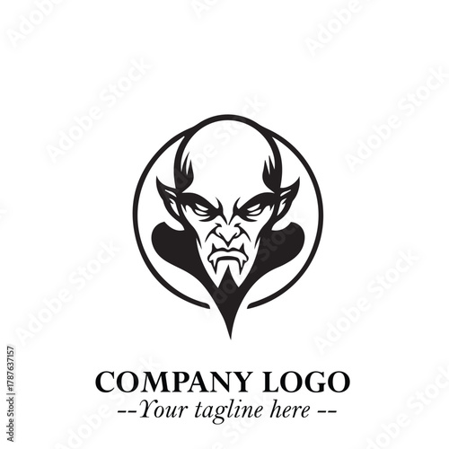 Head of Dracula Logo Symbol in Black on the White Background with Horror Minimal Vector Design