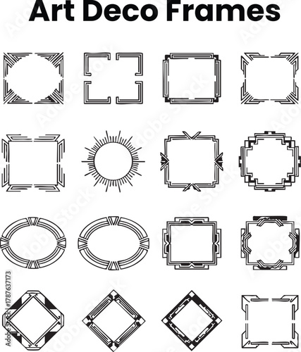 Elegant Art Deco Border Pack  Retro Geometric Frames 1920s Vintage Ornament Illustrations Decorative Line Art