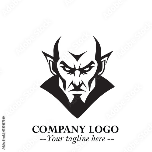Head of Dracula Logo Symbol in Black on the White Background with Horror Minimal Vector Design