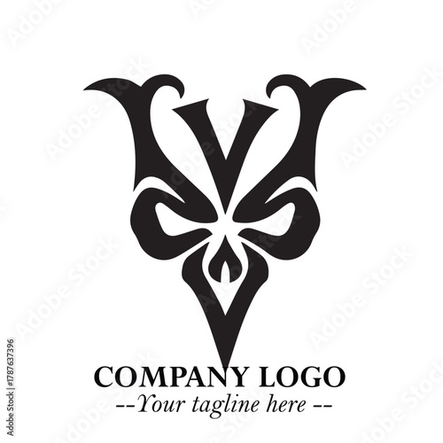 Head of Dracula Logo Symbol in Black on the White Background with Horror Minimal Vector Design