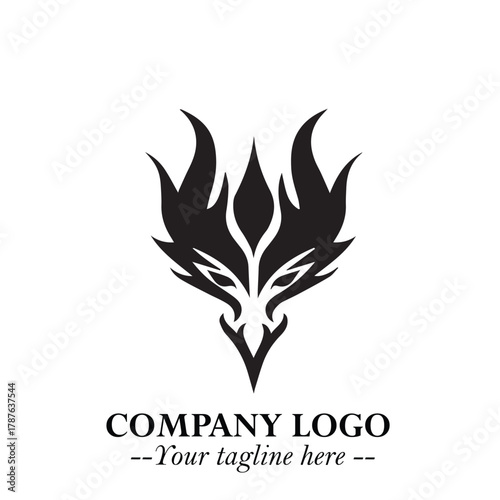 Head of Dracula Logo Symbol in Black on the White Background with Horror Minimal Vector Design