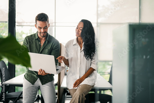 Success group of multiethnic entrepreneurs and business people achieving goals in corporate office