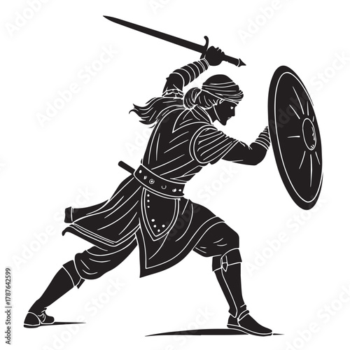 Black historical european martial arts hema Silhouette Vector, High Quality Illustration on White Background