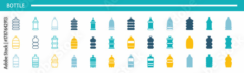 set of colorful bottle icons. Stock vector.