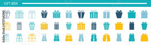 set of colorful gift box icons. Stock vector.