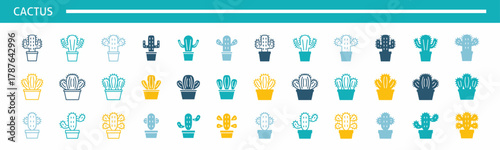set of colorful cactus icons. Stock vector.