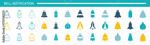set of colorful bell icons. Stock vector.