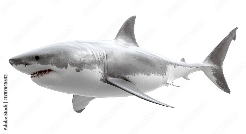 Obraz premium white shark with realistic textures on transparent background