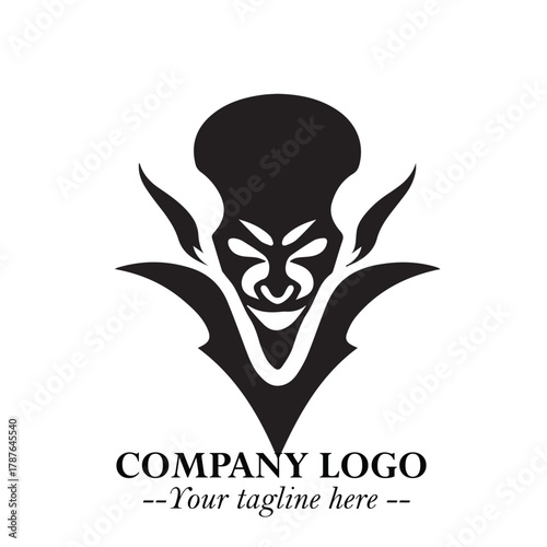 Head of Dracula Logo Symbol in Black on the White Background with Horror Minimal Vector Design