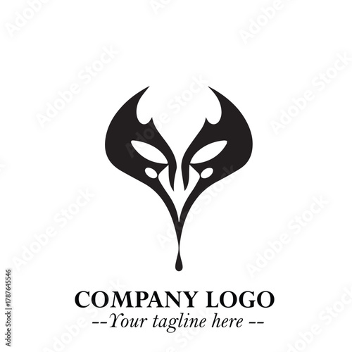 Head of Dracula Logo Symbol in Black on the White Background with Horror Minimal Vector Design