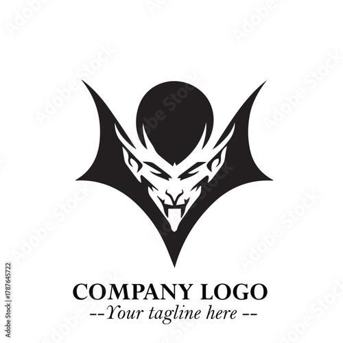 Head of Dracula Logo Symbol in Black on the White Background with Horror Minimal Vector Design