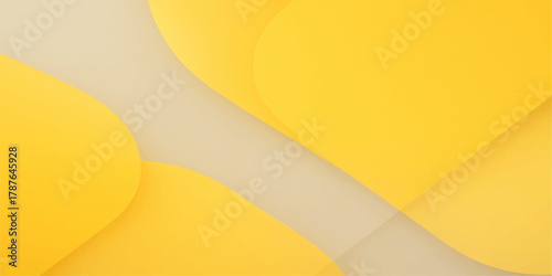 Abstract geometric background with soft yellow and beige curved shapes and shadows