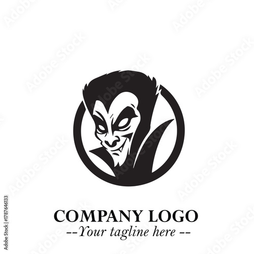 Head of Dracula Logo Symbol in Black on the White Background with Horror Minimal Vector Design