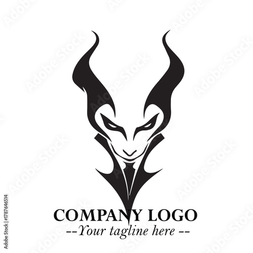 Head of Dracula Logo Symbol in Black on the White Background with Horror Minimal Vector Design