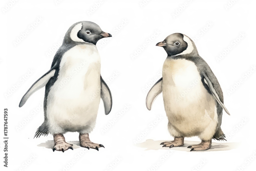 Fototapeta premium Penguin animal bird white background.