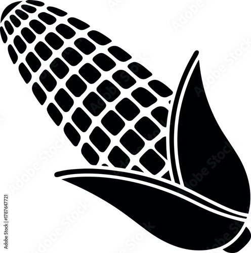 an illustration of a black silhouette of an ear of corn black, cob, corn, ear, icon, illustration, silhouette