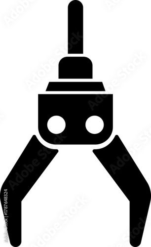 Grabber Robotic Arm Icon Industrial Claw, Mechanical Hand, Automation Tool, Factory Robot, and Engineering Machine Symbol Vector in Black Color Flat Style