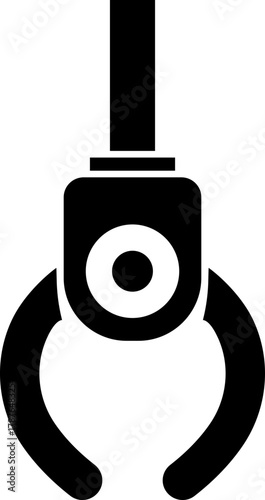 Grabber Robotic Arm Icon Industrial Claw, Mechanical Hand, Automation Tool, Factory Robot, and Engineering Machine Symbol Vector in Black Color Flat Style
