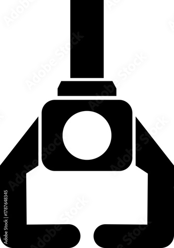 Grabber Robotic Arm Icon Industrial Claw, Mechanical Hand, Automation Tool, Factory Robot, and Engineering Machine Symbol Vector in Black Color Flat Style