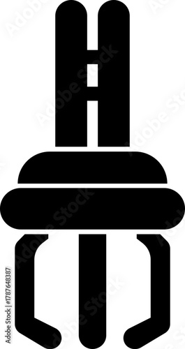 Grabber Robotic Arm Icon Industrial Claw, Mechanical Hand, Automation Tool, Factory Robot, and Engineering Machine Symbol Vector in Black Color Flat Style