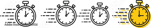 Dynamic Stopwatch Icon Set Vector: Speed Timer Graphics, Urgency Symbol, Countdown Clock Illustration for Time Management
