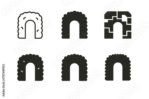 Secret Path Logos. Secret Path. Set Logo of Secret Path: hidden gate in hedgerow. harmonious logo variations of the same emblematic concept, each