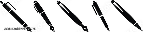 Pen Icon set.Pen Line Icon with Editable Stroke and Pixel Perfect.classic hand writing tool for calligraphy.Copywriting Related Vector, pen logo silhouette vector design template premium, sign up icon