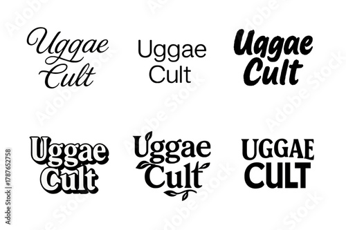 Uggae Cult Lettering Variations. Uggae Cult. Set lettering. harmonious lettering variations of the same emblematic concept, each with different artistic