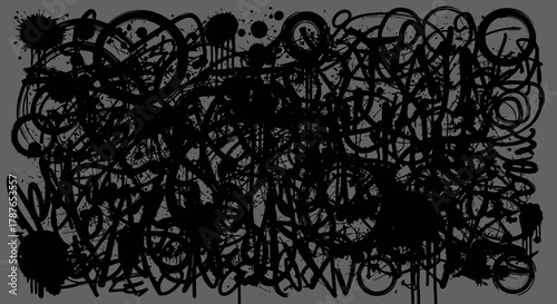 Dynamic black lines creating a chaotic yet captivating abstract composition