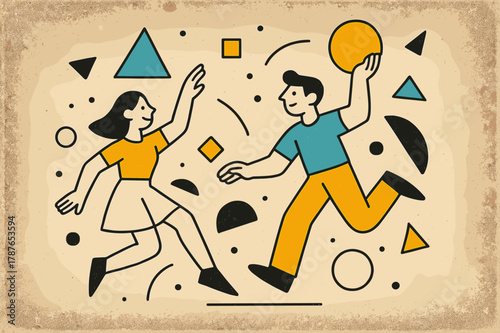 Dusty Geometric Nostalgia. Dusty Photograph. Old photograph covered in dust with floating abstract geometric particles and soft light accents, nostalgic and