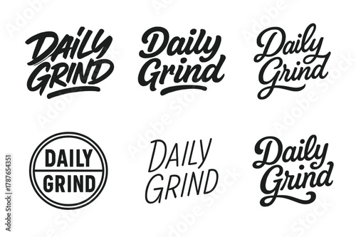 Lettering Art Variations. Daily grind. Set lettering. harmonious lettering variations of the same emblematic concept, each with different artistic