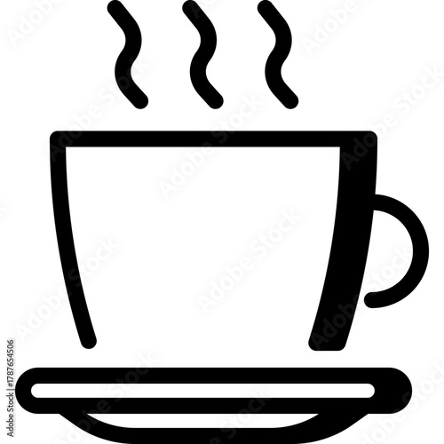 cup of hot coffee with smoke, vector icon